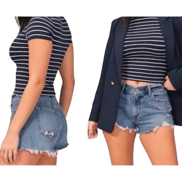 Abercrombie & Fitch Pants - Abercrombie & Fitch Curve Love The Mom Short Mid Rise Preppy Boho Size 28 / 6